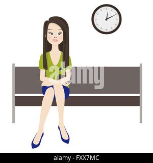 Melancholische Frau warten. Vektor-illustration Stock Vektor