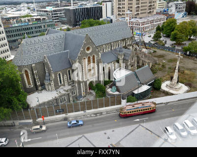 Überreste von ChristChurch Cathedral, Christchurch, Südinsel, Neuseeland nach dem Erdbeben 2011. Stockfoto