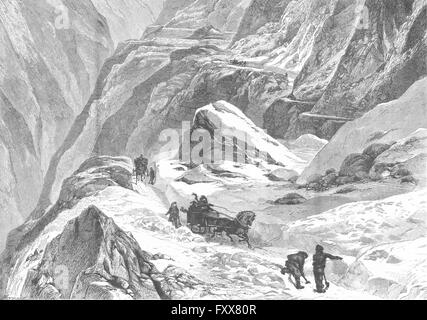 Schweiz: Crossing einen Alpenpass im Winter, antique print 1891 Stockfoto