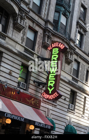 Heartland Brewery Restaurant Facade Zeichen, NYC Stockfoto