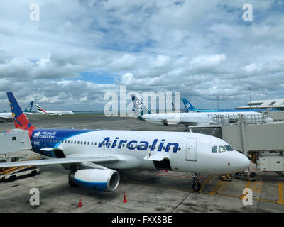 Air Calin Airbus A320/23 am Flughafen von Auckland, Neuseeland Stockfoto