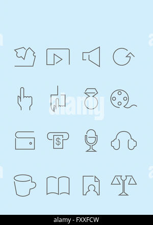 Reihe von verschiedenen einfache Linie icons Stockfoto