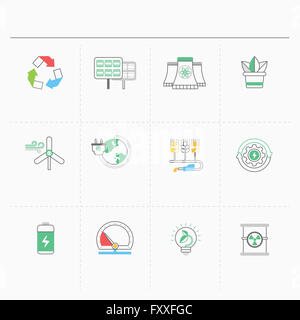 Verschiedene Symbole im Zusammenhang mit Umwelt-Schutz-Set Stockfoto