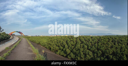 Fahrradroute entlang 17km Küste landschaftlich reizvollen Gegend, Hsinchu County, Taiwan. Stockfoto