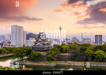 Hiroshima, Japan Stadtbild auf der Burg. Stockfoto