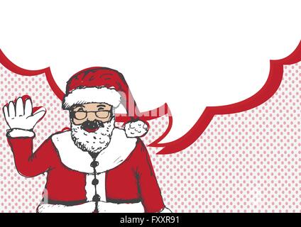 Weihnachtsmann für Weihnachten wie von Hand gezeichnet und Sprechblase im Gespräch Stock Vektor