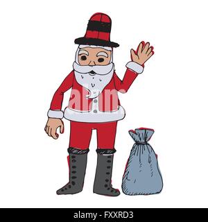 Weihnachtsmann für Weihnachten wie von Hand gezeichnet Stock Vektor
