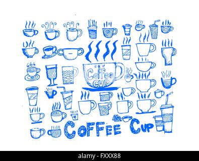 Kaffee-Obertasse Icons set Stock Vektor