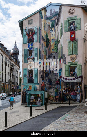 Wandbild in Le Puy-En-Velay, Haute-Loire, Frankreich Stockfoto