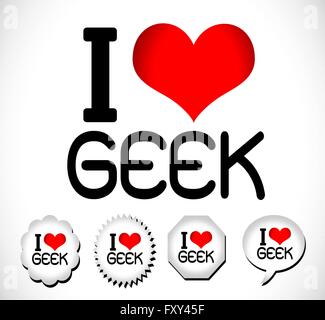 Ich liebe Nerds Geek, Stock Vektor