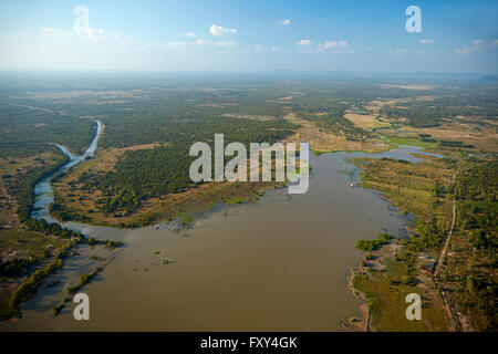 Ankorian Stausee, Angkor archäologischer Park, in der Nähe von Siem Reap, Kambodscha - Antenne Stockfoto