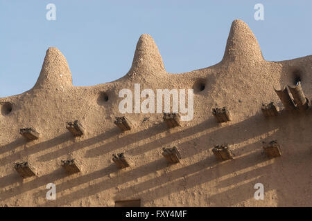 Detail der Dekoration der großen Moschee von Djenné (Mali, Afrika) ein Gebäude Sudano-Sahel Lehmarchitektur Stockfoto