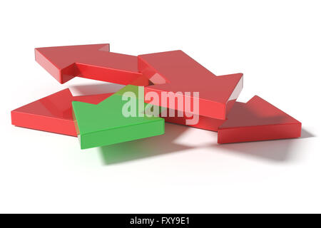 3D-Rendering einige Pfeile auf weißem Hintergrund in verschiedene Richtungen. Von oben Stockfoto