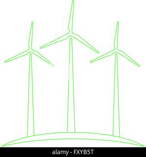 Wind-Turbinen Konzept der ökologischen Energiegewinnung. Stock Vektor