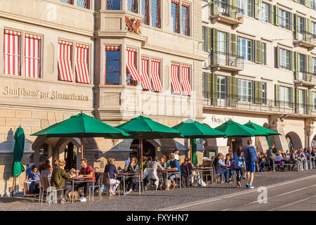 Restaurant "Pinienkernen Zur Zimmerleuten", Limmatquai, Altstadt, Zürich, Kanton Zürich, Schweiz Stockfoto