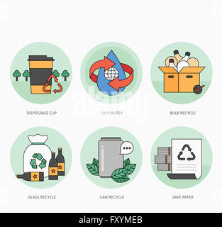 Verschiedene Symbole, die im Zusammenhang mit recycling Stockfoto