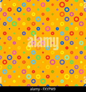 orangem Hintergrundstoff mit farbigen Kreise nahtlose Muster. Vektor-illustration Stock Vektor