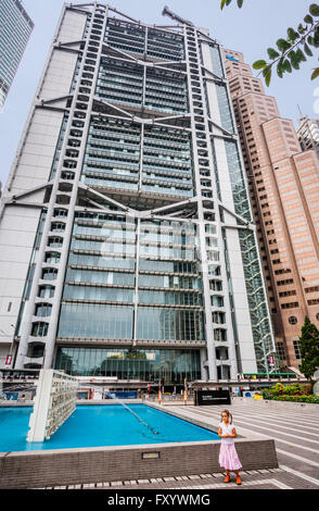 China, Hongkong, Central District, Blick auf Hong Kong und Shanghai Bank, HSBC Building Stockfoto