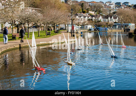 Die Newquay Modell-Yacht-Club am Trenance See in Newquay, Cornwall. Stockfoto