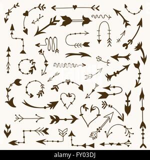 Großen Pfeilbündel Skizze handbemalte Doodle im alten Stil Stock Vektor