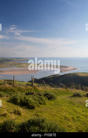 Dovey Mündung von Norden nach Süden in Richtung Ynyslas Dünen und Borth Gwynedd Mid Wales UK Stockfoto