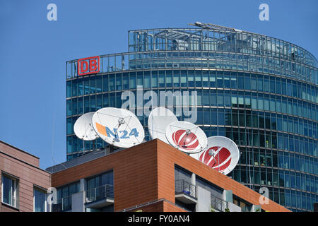 Bahntower, N24, Potsdamer Platz, Tiergarten, Mitte, Berlin, Deutschland Stockfoto