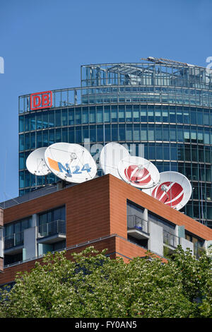 Bahntower, N24, Potsdamer Platz, Tiergarten, Mitte, Berlin, Deutschland Stockfoto