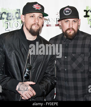 Bala Cynwyd, Pennsylvania, USA. 18. April 2016. US-amerikanische Alternative-Rock-Band Good Charlotte Besuch Radio 1045 Stockfoto