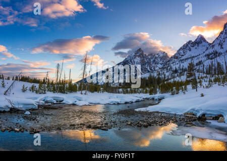 Clearing-Sturm über den Teton von Cottonwood Creek, Grand-Teton-Nationalpark, Wyoming USA Stockfoto