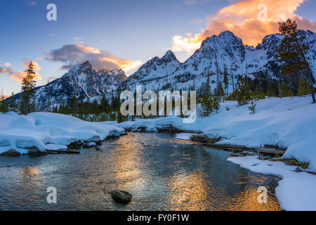 Clearing-Sturm über den Teton von Cottonwood Creek, Grand-Teton-Nationalpark, Wyoming USA Stockfoto