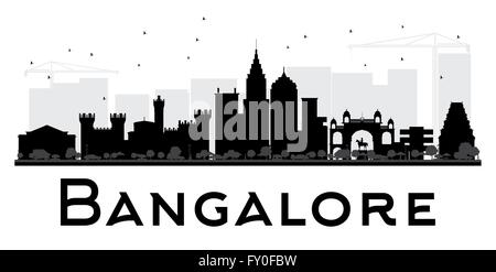 Bangalore City Skyline schwarz-weiß Silhouette. Vektor-Illustration. Einfache flache Konzept für Tourismus Präsentation, banner Stock Vektor