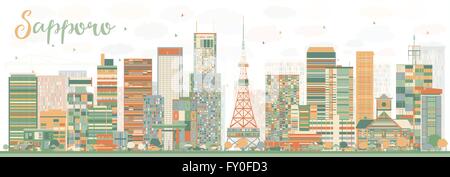 Abstrakte Sapporo Skyline mit Farbe Gebäuden. Vektor-Illustration. Wirtschaft und Tourismus-Konzept mit modernen Gebäuden. Stock Vektor