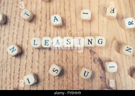 Leasing-Konzept mit Buchstaben Stockfoto