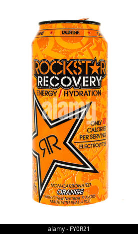 Winneconne, Wisconsin - 5. Juni 2015: kann der Rockstar Recovery-Energy-Drink Stockfoto