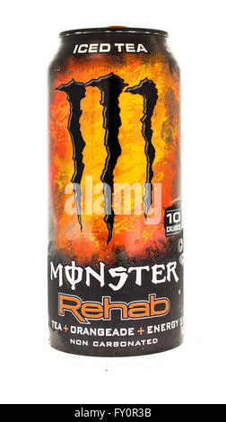 Winneconne, Wisconsin - 5. Juni 2015: kann der Monster Reha iced Tee trinken Stockfoto
