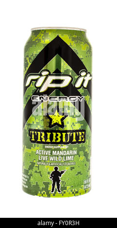Winneconne, Wisconsin - 5. Juni 2015: kann der Rip It Tribut-Energy-Drink Stockfoto