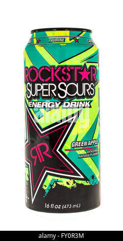 Winneconne, Wisconsin - 5. Juni 2015: kann der Rockstar Super sauer Energy-Drink Stockfoto