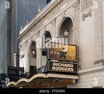 Hamilton - ein musical-Theater-Show - im Richard Rodgers Theatre auf der West 46th Street in New York City Stockfoto