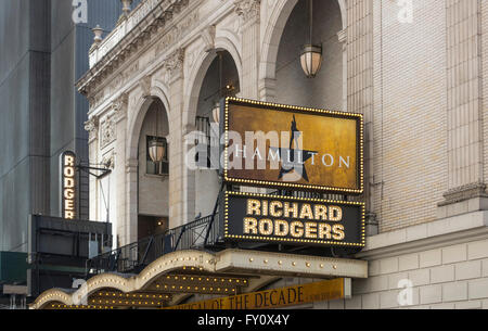 Hamilton - die Broadway Musical - im Richard Rodgers Theatre in New York City Stockfoto