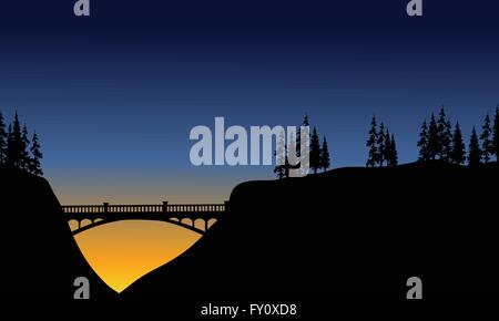 Brücke in Klippe Landschaft Stock Vektor