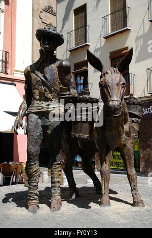 Statue von Mann mit Esel durch die Kathedrale in der Plaza De La Romanilla, Granada, Provinz Granada, Andalusien, Spanien, Westeuropa Stockfoto