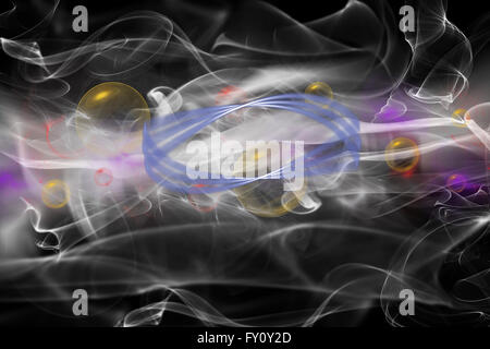 Abstrakt setzt sich aus farbigen unkonzentriert Rauch, Licht und Objekten auf dem schwarzen Hintergrund. Stockfoto