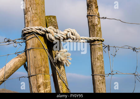 Reparatur zu fechten in ländlichen Donegal, Irland Stockfoto