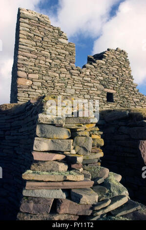 Schottland, Shetland-Inseln, Jarlshof Ruinen, mit Resten der Eisenzeit, Viking und neueren Siedlungen Sumburgh Head Stockfoto