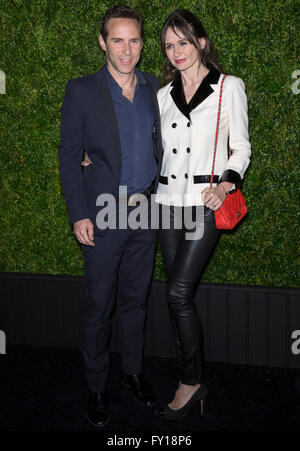 New York, USA. 18. April 2016. Schauspieler Alessandro Nivola und Emily Mortimer besuchen die 11. Chanel Tribeca Film Festival Künstler Jahresessen im Balthazar Credit: Ovidiu Hrubaru/Alamy Live News Stockfoto