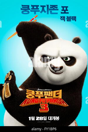 Erscheinungsdatum: 29. Januar 2016 Titel: Kung Fu Panda 3 STUDIO: Dreamworks Direktor: Alessandro Carloni, Jennifer Yuh PLOT: Fortsetzung seiner '' legendäre Adventures of Awesomeness'', Po muss zwei enorm epische, aber unterschiedlichen Gefahren ausgesetzt: einem übernatürlichen und der andere ein wenig näher an seine Heimat Bild: Jack Black als Po (Stimme) Koreanisch Poster (Credit Bild: C Dreamworks/Unterhaltung Bilder /) Stockfoto