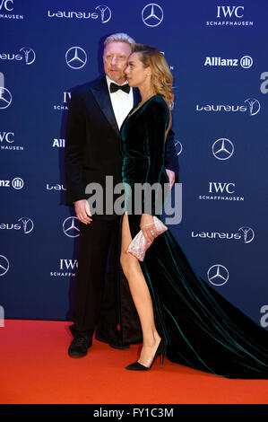 Boris Becker und Ehefrau Lilly Becker, die Teilnahme an der 17. Laureus World Sports Awards 2016 bei der Messe Berlin am 18. April 2016 in Berlin, Deutschland. Stockfoto