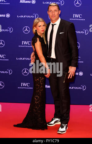 Berlin, Deutschland. 18. April 2016. Stefan Kretzschmar und Freundin Doreen, die Teilnahme an der 17. Laureus World Sports Awards 2016 bei der Messe Berlin am 18. April 2016 in Berlin, Deutschland. © Dpa/Alamy Live-Nachrichten Stockfoto