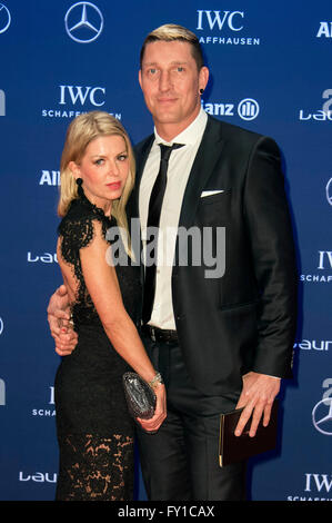 Berlin, Deutschland. 18. April 2016. Stefan Kretzschmar und Freundin Doreen, die Teilnahme an der 17. Laureus World Sports Awards 2016 bei der Messe Berlin am 18. April 2016 in Berlin, Deutschland. © Dpa/Alamy Live-Nachrichten Stockfoto