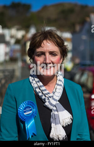 Llandudno, Wales, UK. 20. April 2016. Janet Finch-Saunders Waliser konservative Partei Aberconway Kandidat für 2016 Waliser Versammlung Wahl Llandudno, Gwynedd Credit: Alan Dop / Alamy Live News Stockfoto